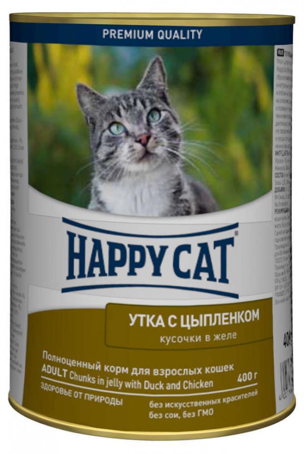 

Консервированный корм для кошек Happy Cat утка и цыпленок кусочки в желе, 400 г