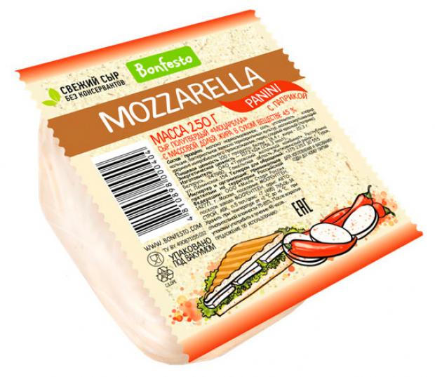 

Сыр полутвердый Bonfesto Mozzarella Panini с паприкой 45%, 250 г