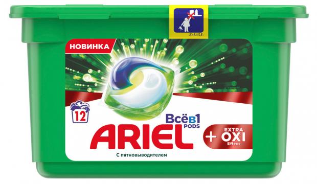 фото Капсулы для стирки ariel pods всё в 1 + extra oxi effect, 12 шт