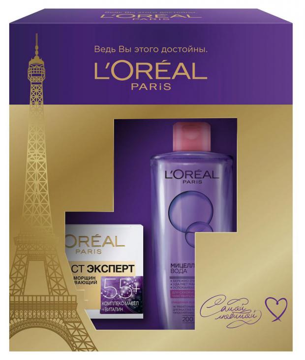 Подарочный набор Крем для лица LOreal Paris Возраст Эксперт 55 50 мл Мицеллярная вода LOreal Paris для сухой и чувствительной кожи 200 мл 537₽