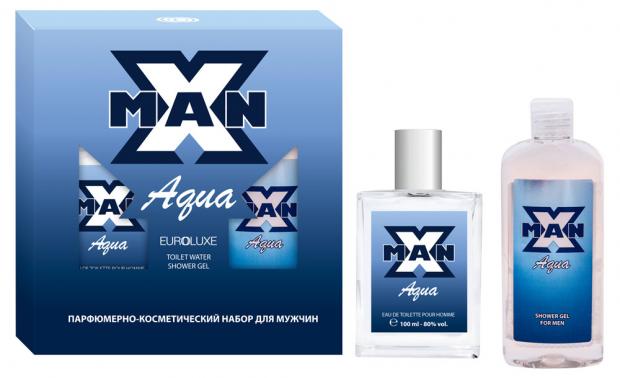 фото Подарочный набор туалетная вода euroluxe man aqua, 100 мл + гель для душа euroluxe man aqua, 150 мл