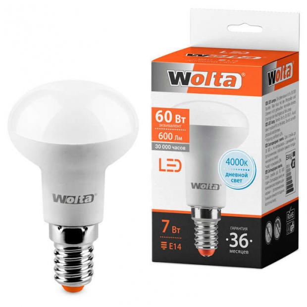 фото Лампа светодиодная wolta led 7-60w e14 r50 холодный свет