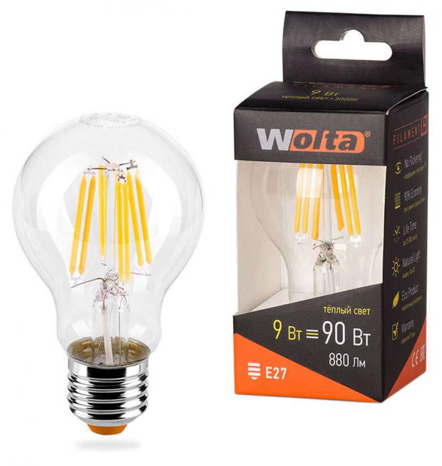 

Лампа WOLTA LED Filament 9 Вт свет теплый