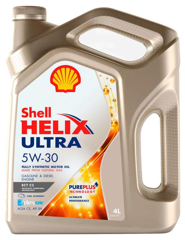 фото Масло моторное shell helix ultra ect c3 5w30 синтетическое, 4 л