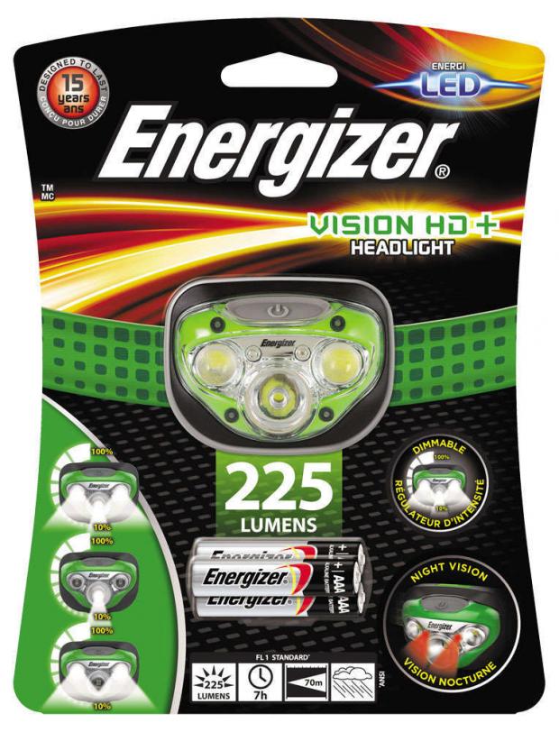 фото Фонарь налобный energizer vision hd+ 225 lumens, 1 шт