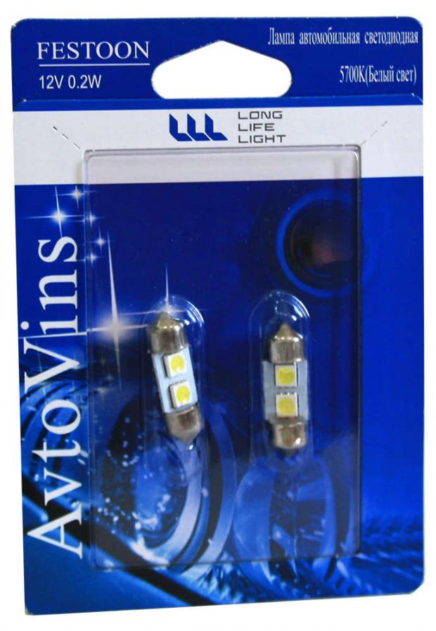 фото Лампа диодная avtovins c5w 2smd подсветка салона, 1-31 мм