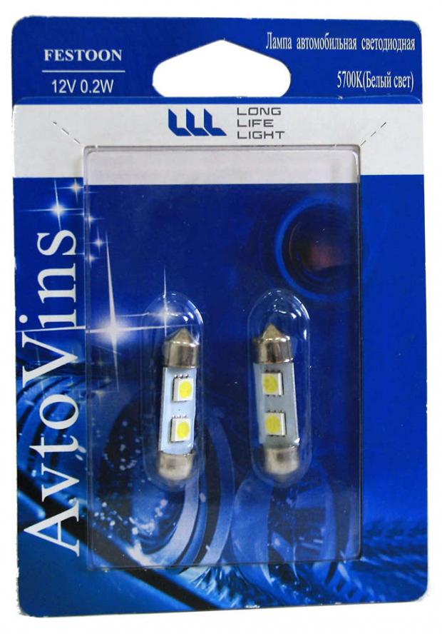 

Лампа диодная Avtovins C5W 2SMD подсветка салона, 1-36 мм