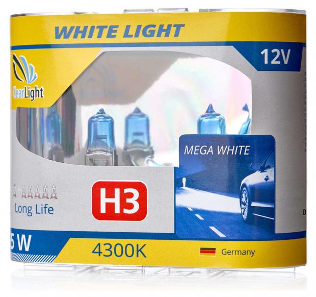 фото Лампа галогенная clearlight h3 white light, 2 шт