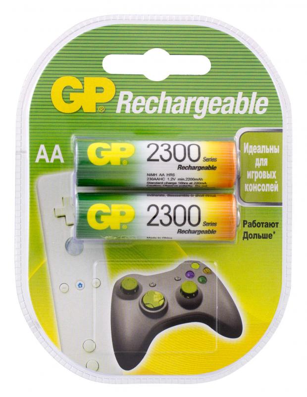 фото Батарейка аккумуляторная gp rechargeable 2300 мач aa, 2 шт