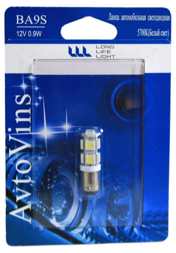 Светодиод Avtovins 12V BA9S-9SMD габаритные огни, 1 шт