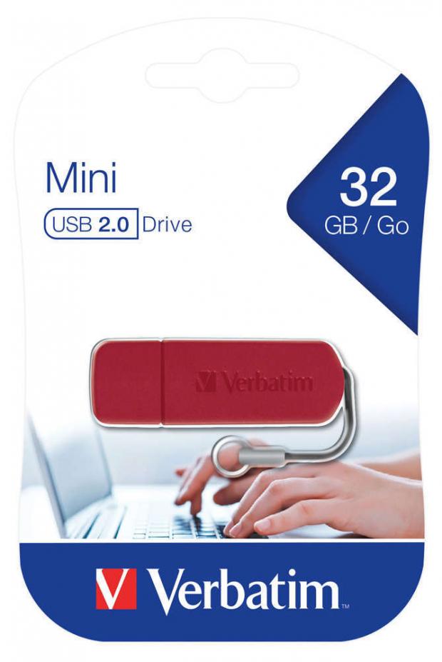 фото Usb-накопитель verbatim mini usb 2,0 16 гб красный