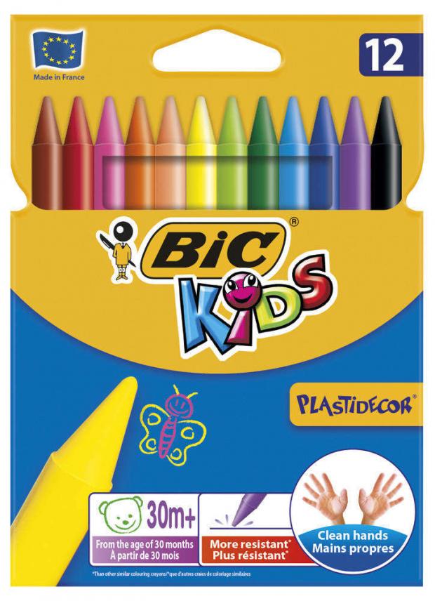 фото Мелки восковые мелки bic kids plastidecor, 12 шт