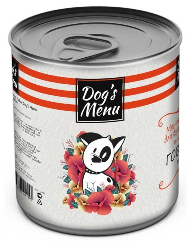 фото Консервы для взрослых собак dog`s menu говяжий пудинг, 750 г dog's menu