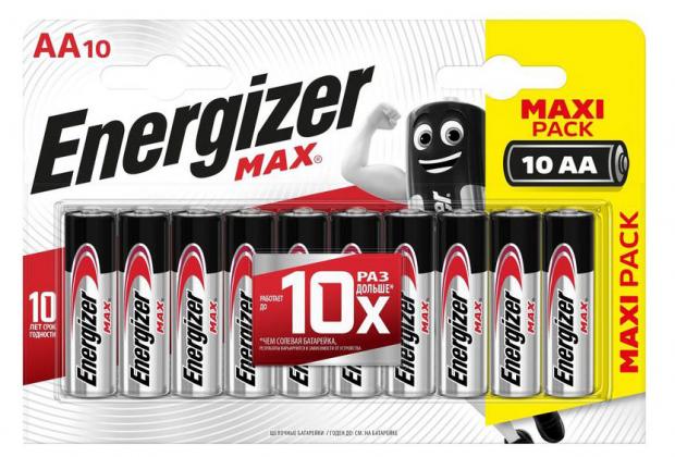 

Батарейка Energizer Max E91 щелочная АА, 10 шт