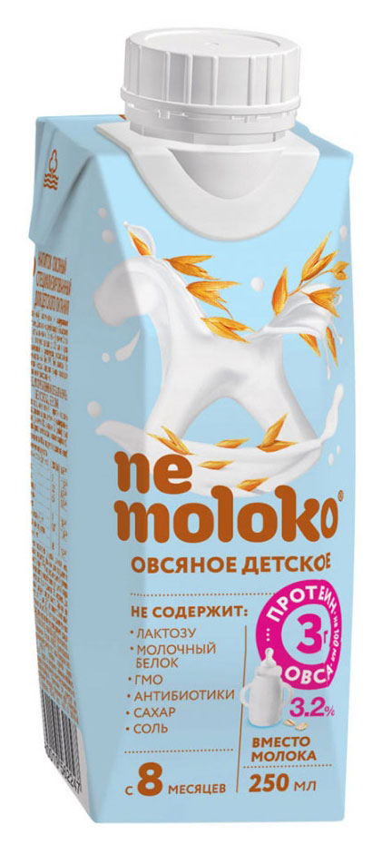 Напиток овсяный Nemoloko детский 3,2%, 200 мл