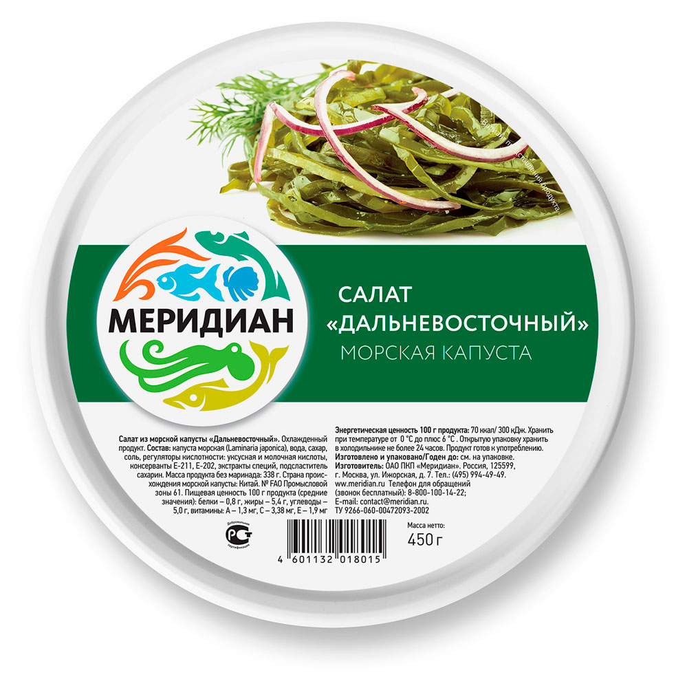 

Салат из морской капусты Меридиан Дальневосточный, 450 г