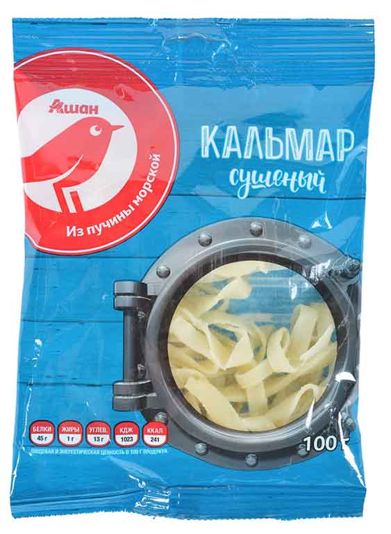 Кальмар сушеный АШАН Красная птица, 100 г