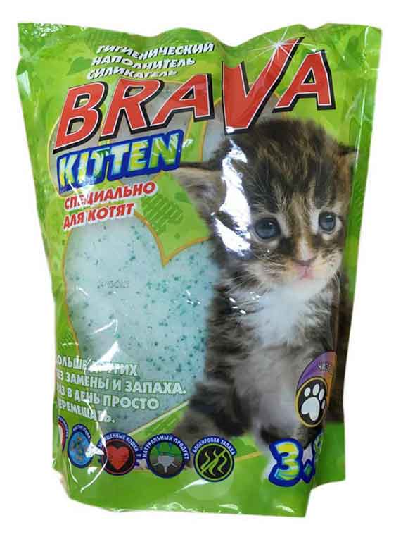 Наполнитель для кошачьего туалета Brava Kitten силикагелевый для котят, 3,8 л