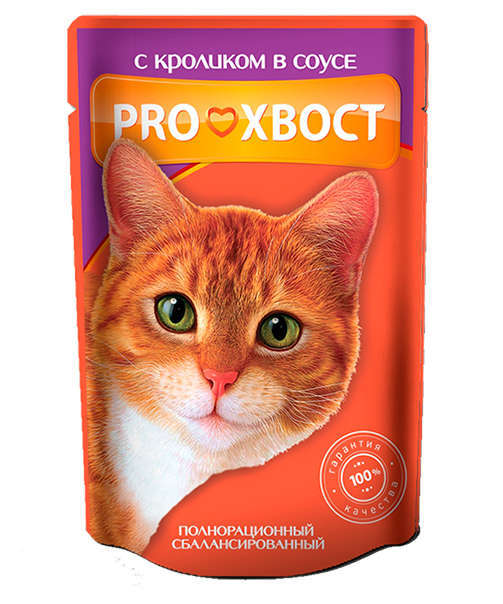 Консервированный корм для кошек ProХвост кролик в соусе, 85 г