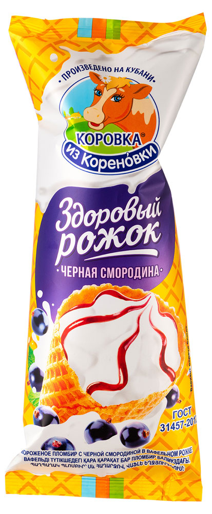 Мороженое «Коровка из Кореновки» пломбир ванильный с черной смородиной 15% БЗМЖ, 120 г