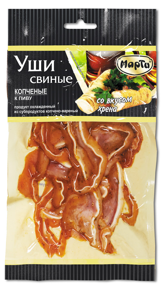 Уши свиные «Марти» копченые с хреном, 100 г