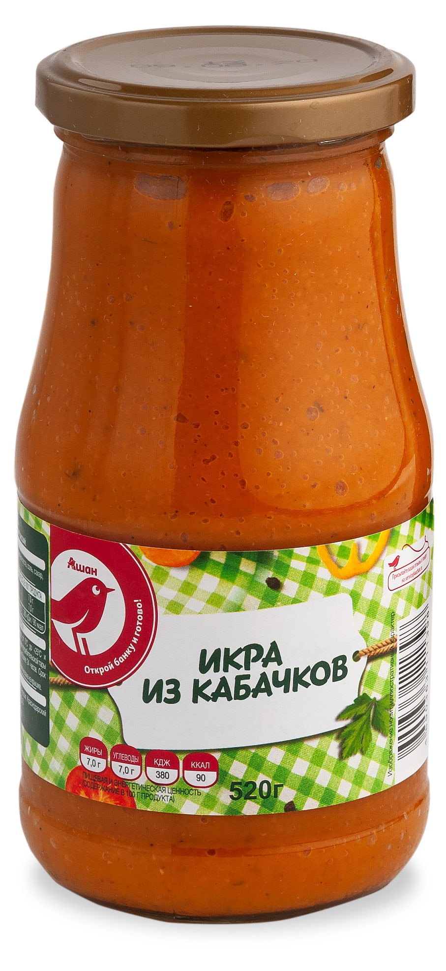 Икра АШАН Красная птица из кабачков, 510 г