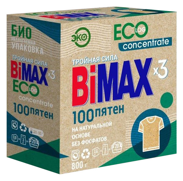 

Стиральный порошок BiMax ЭКО Тройная сила 100 пятен, 800 г