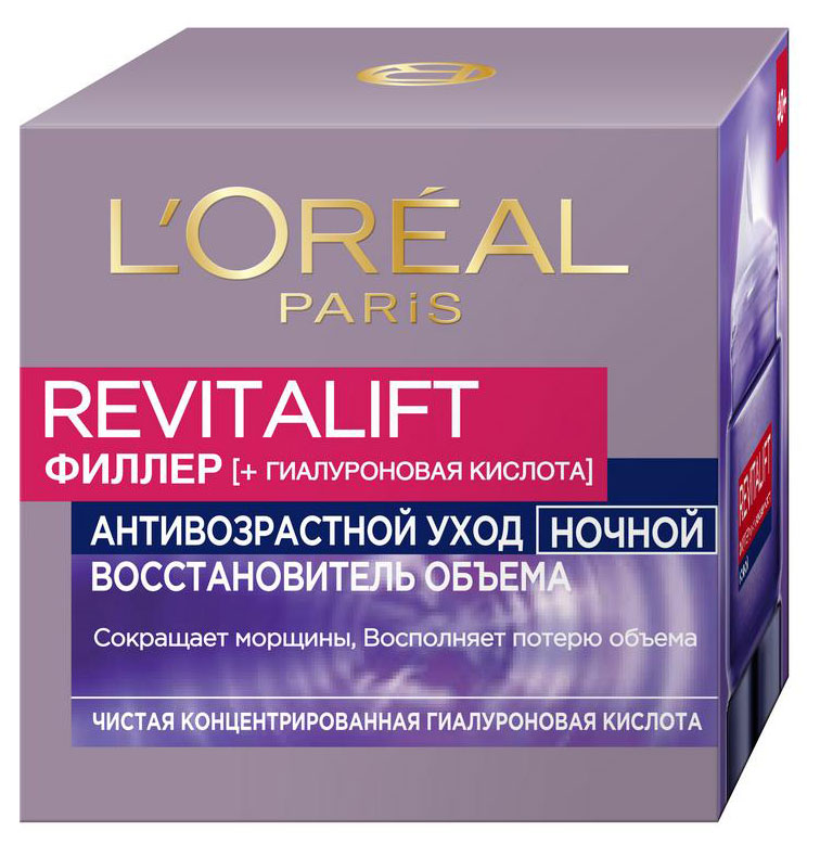 Ночной антивозрастной крем для лица "Ревиталифт Филлер [ha]" L'Oreal Paris, 50 мл