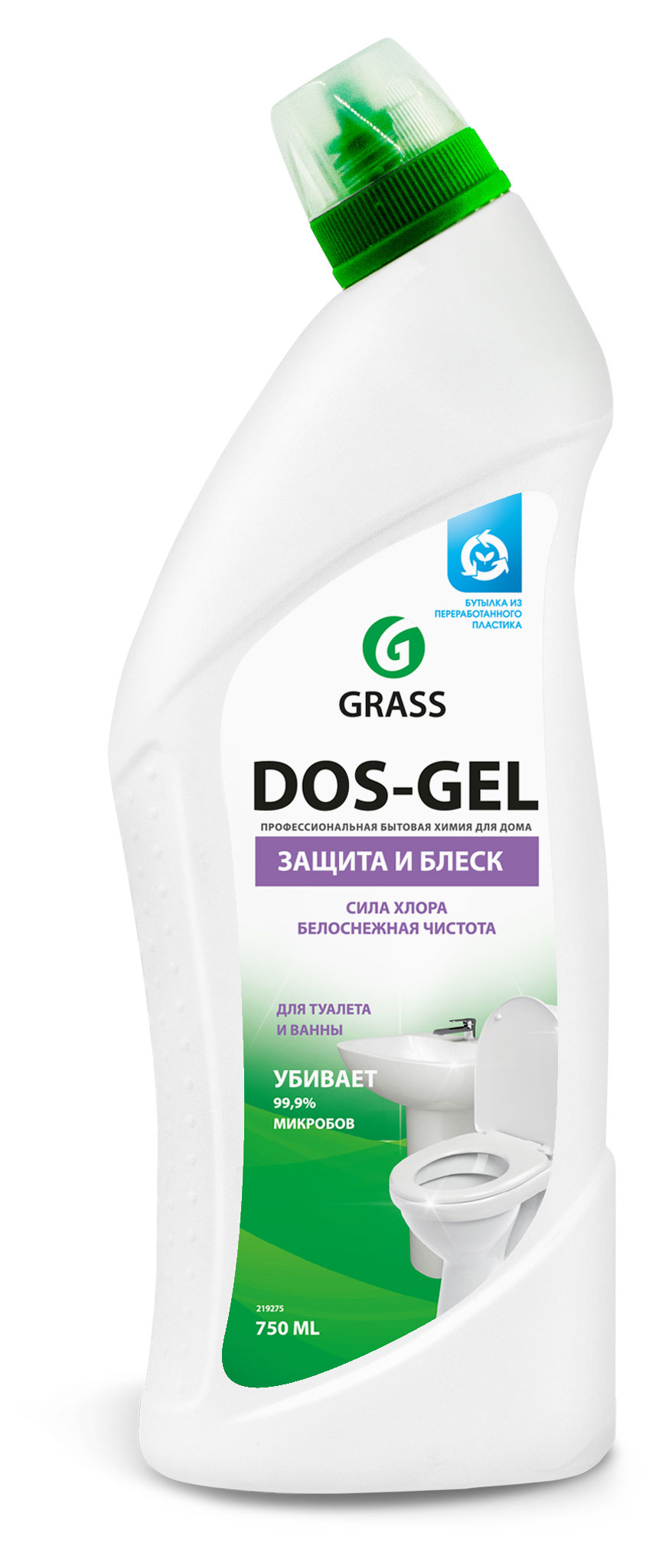 Grass Чистящий гель дезинфицирующий для ванны и туалета «Dos-Gel», 750 мл