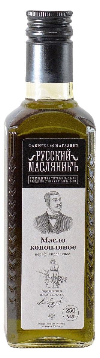 Русский Масляникъ | Масло конопляное «Русский Масляникъ» нерафинированное, 250 мл