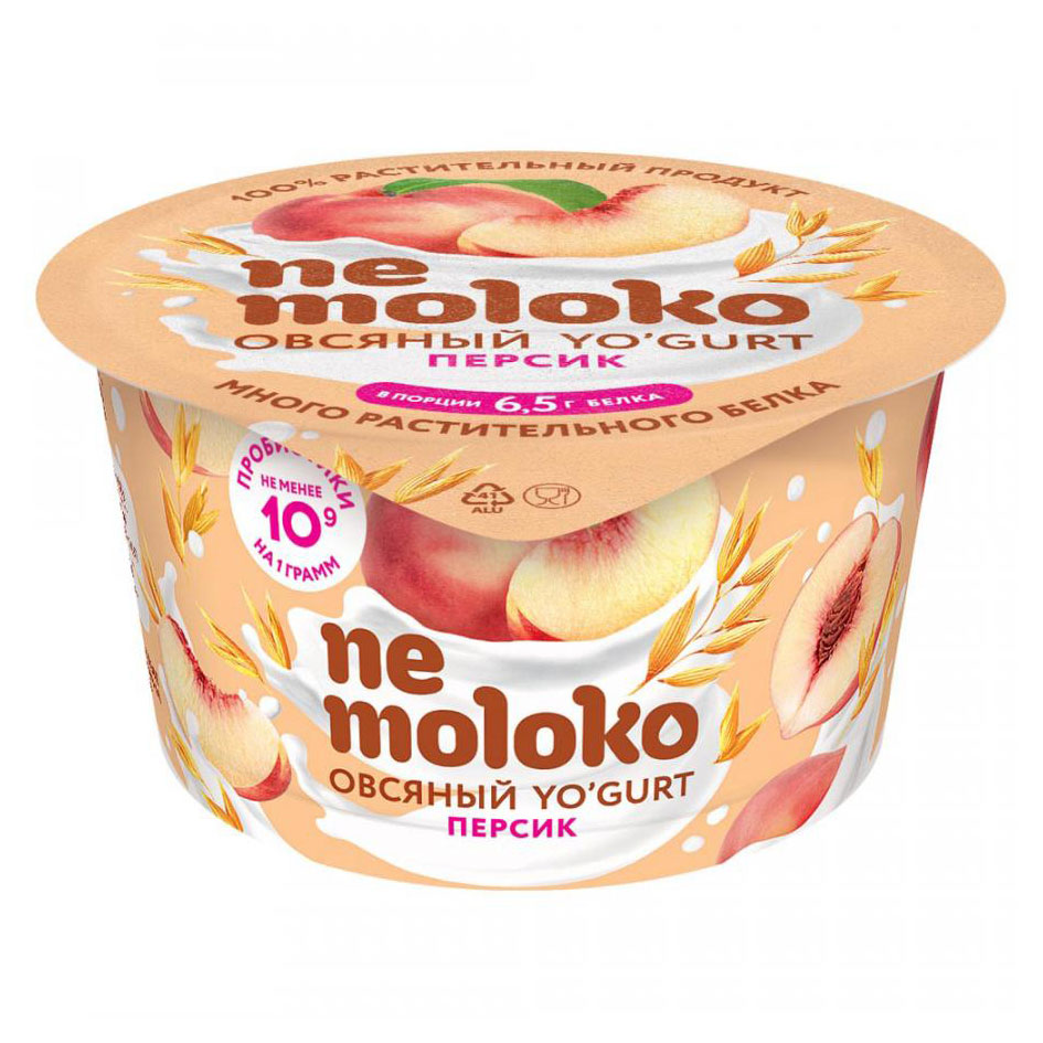 Продукт овсяный Nemoloko персик для детей старше 3х лет 5%, 130 г