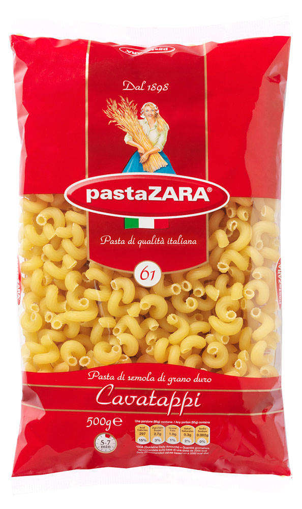 Pasta Zara | Макаронные изделия Pasta Zara №61 Cavatappi рожок витой, 500 г