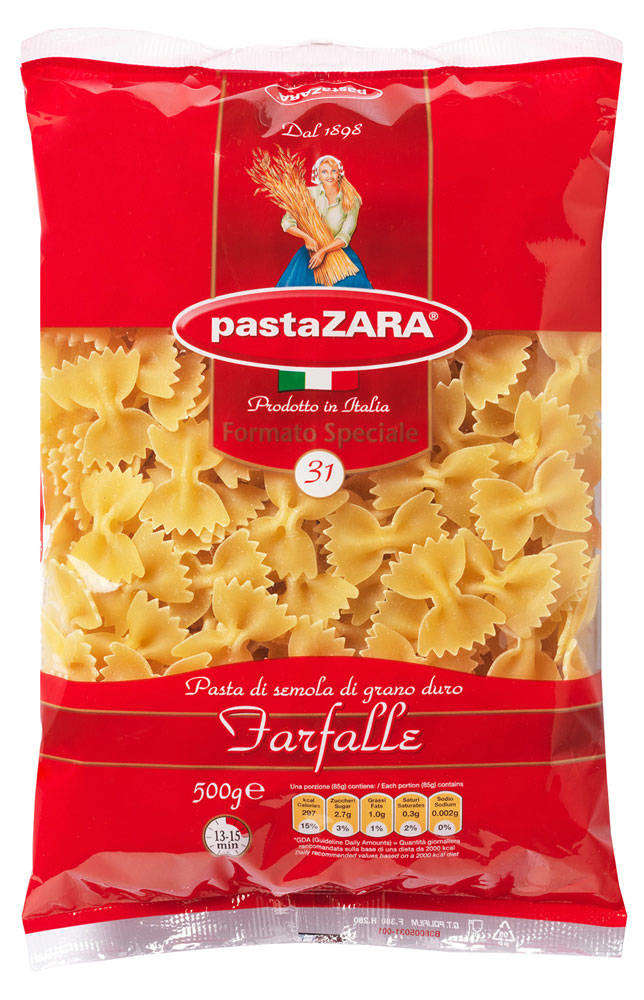 Макаронные изделия Pasta Zara №31 Farfalle бабочки, 500 г