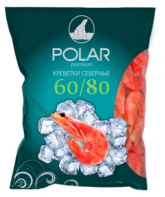 Креветки POLAR 60/80 варено-мороженные, 850 г