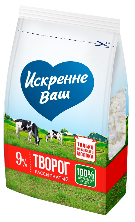 Творог «Искренне Ваш» рассыпчатый 9% БЗМЖ, 200 г