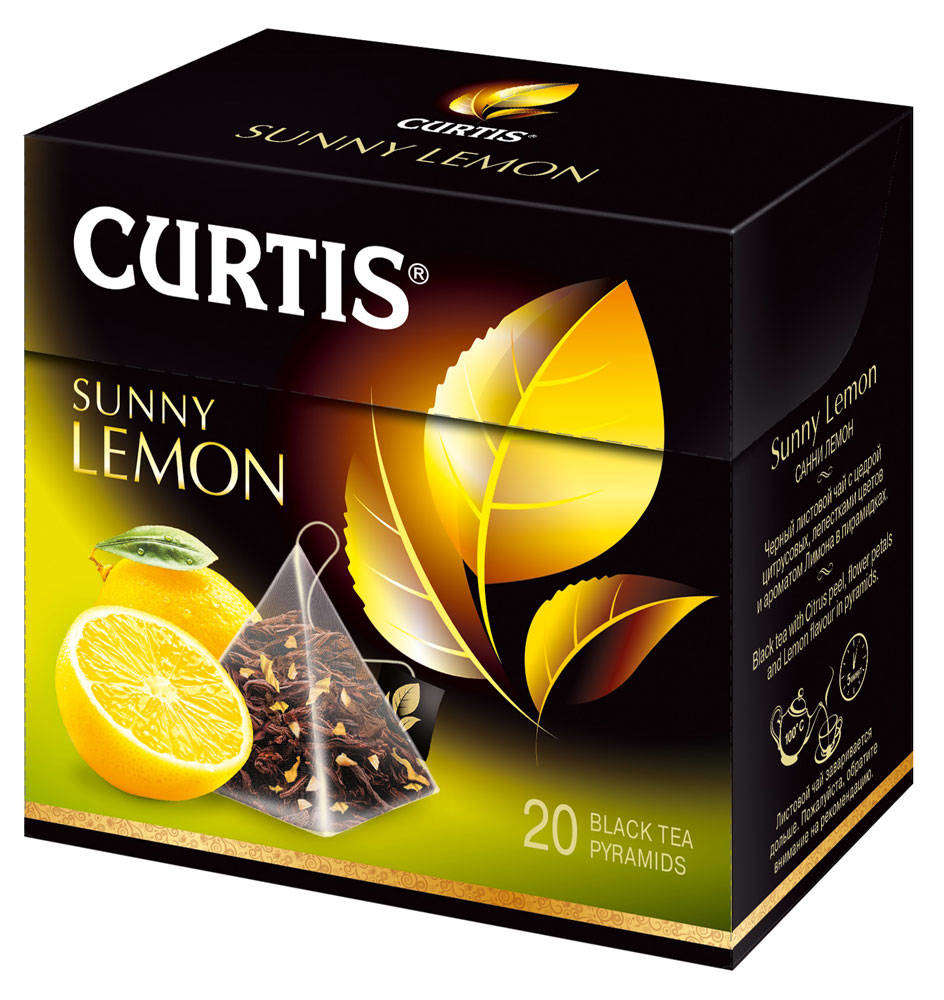 CURTIS | Чай черный Curtis Sunny Lemon ароматизированный в пирамидках, 20х2.9 г