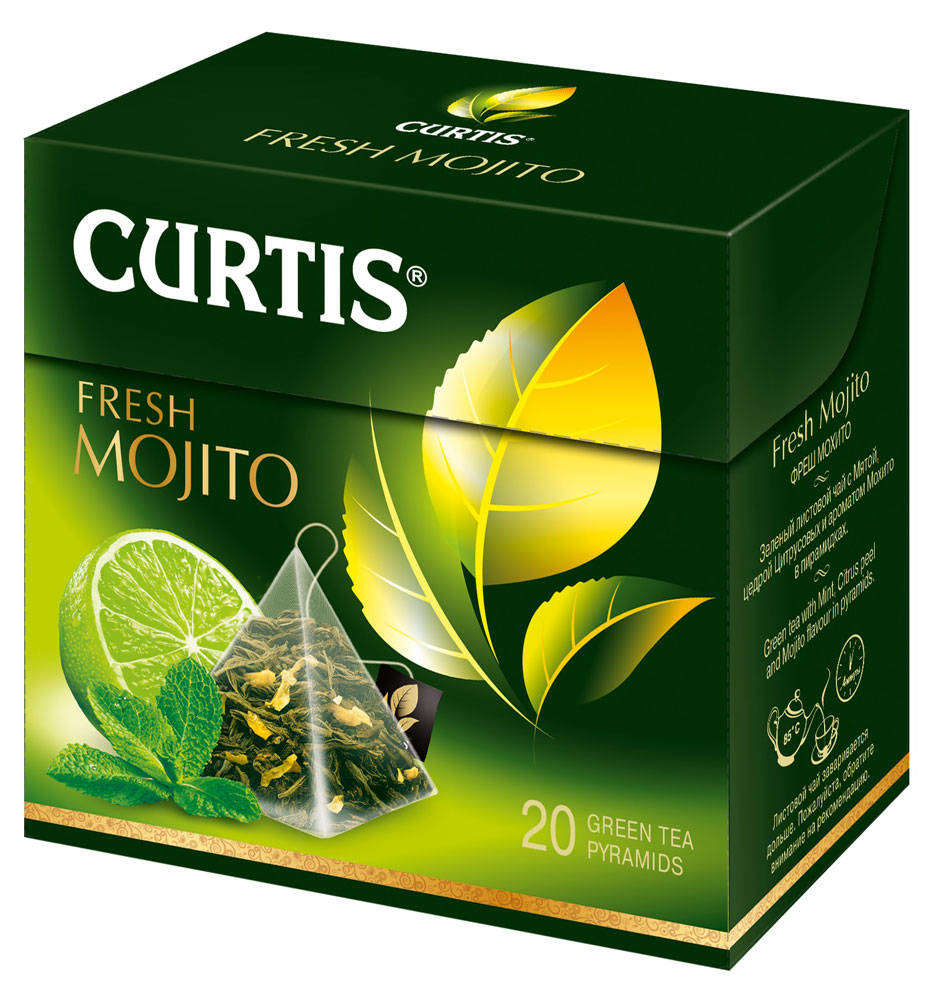 CURTIS | Чай зеленый Curtis Fresh Mojito ароматизированный в пирамидках, 20х2.9 г