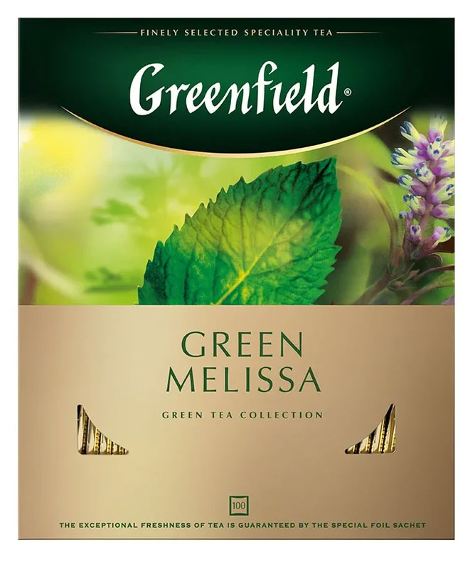 Greenfield | Чай зеленый Greenfield Green Melissa в пакетиках, 100 шт