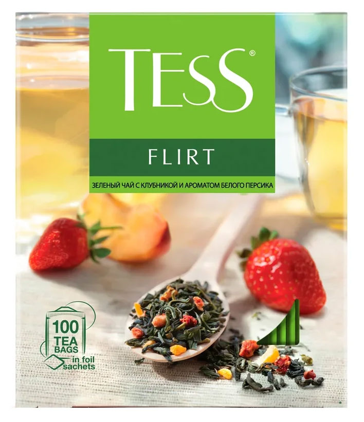 Чай зеленый Tess Flirt в пакетиках, 100 шт