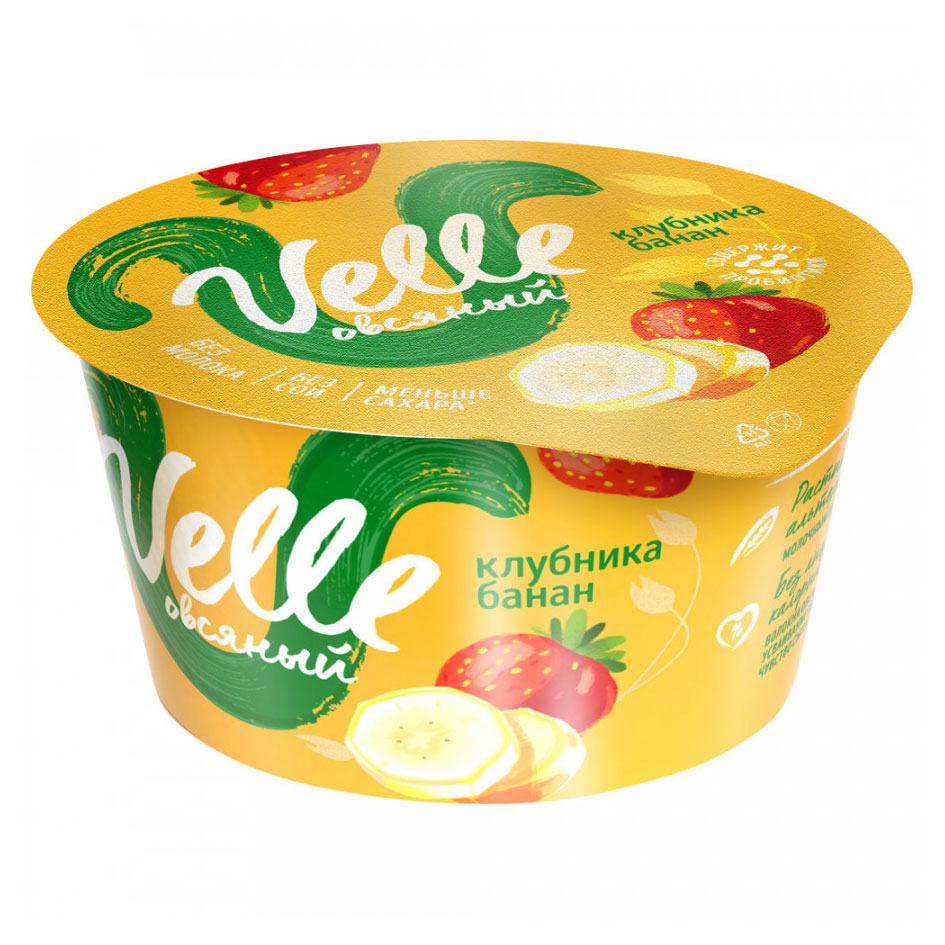 Velle | Продукт овсяный Velle клубника банан, 140 г