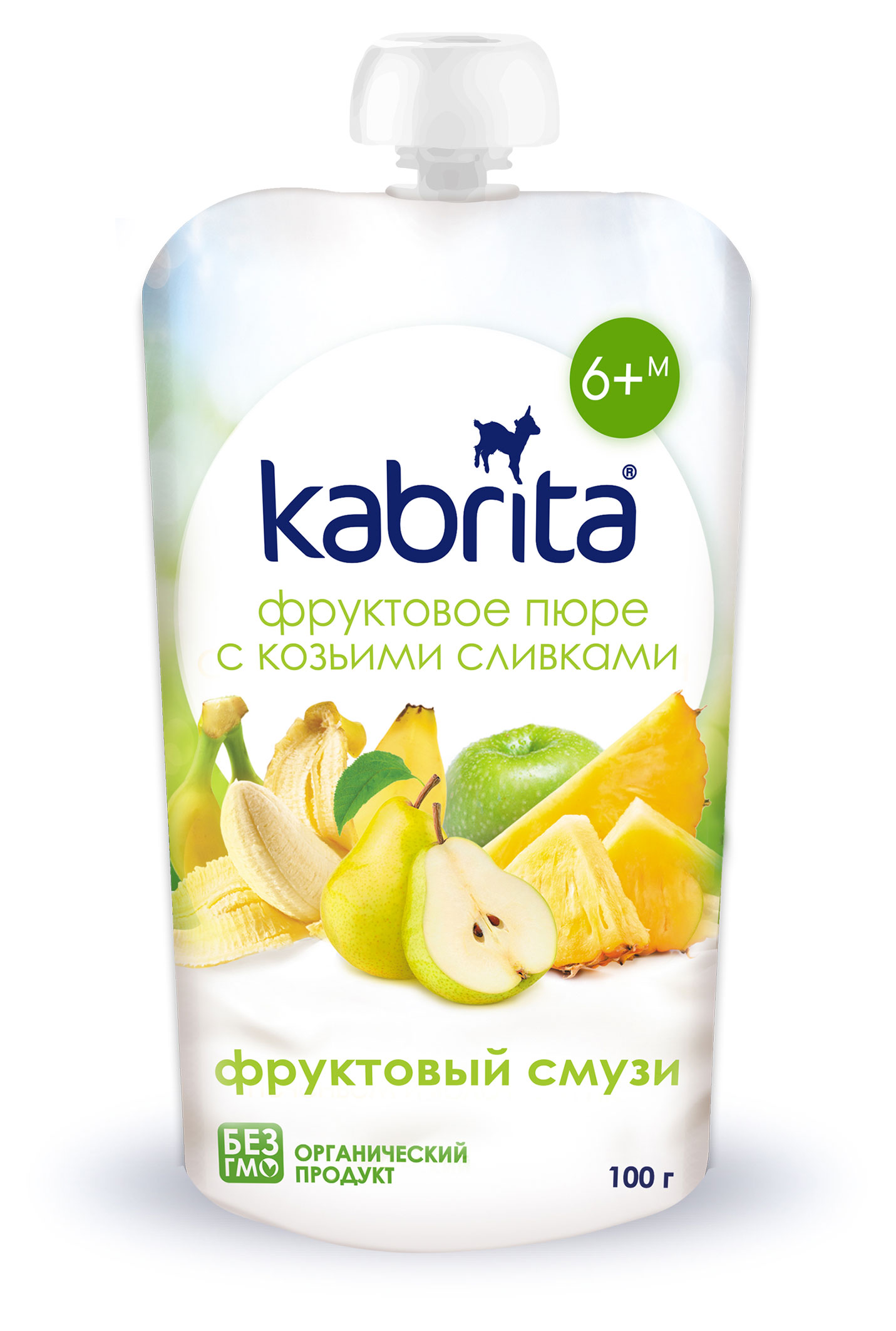 Kabrita | Пюре фруктовое Kabrita с козьими сливками «Фруктовый смузи» 6 +, 100 г