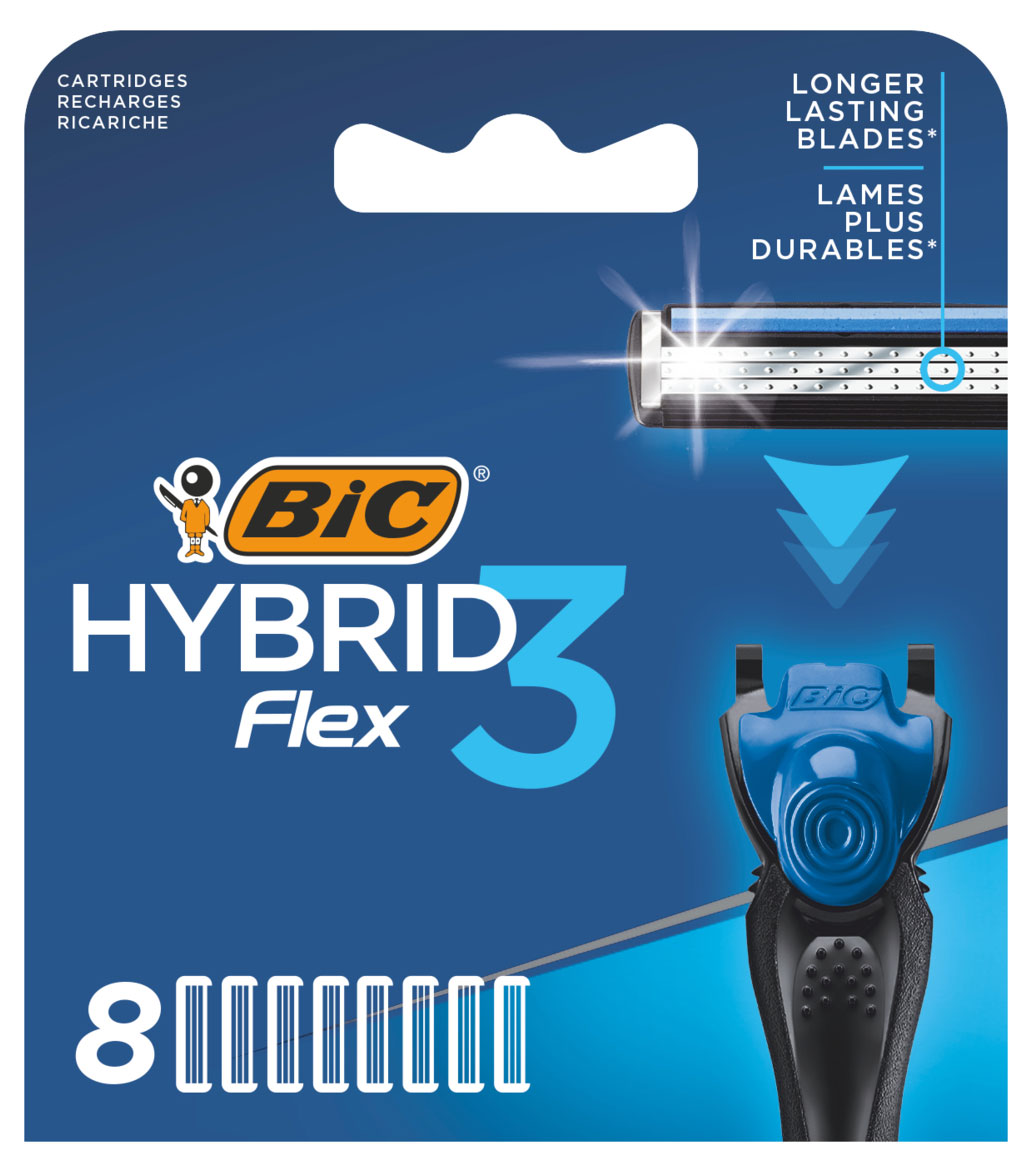 Сменные кассеты для мужской бритвы, BIC Hybrid 3 Flex, 8 шт