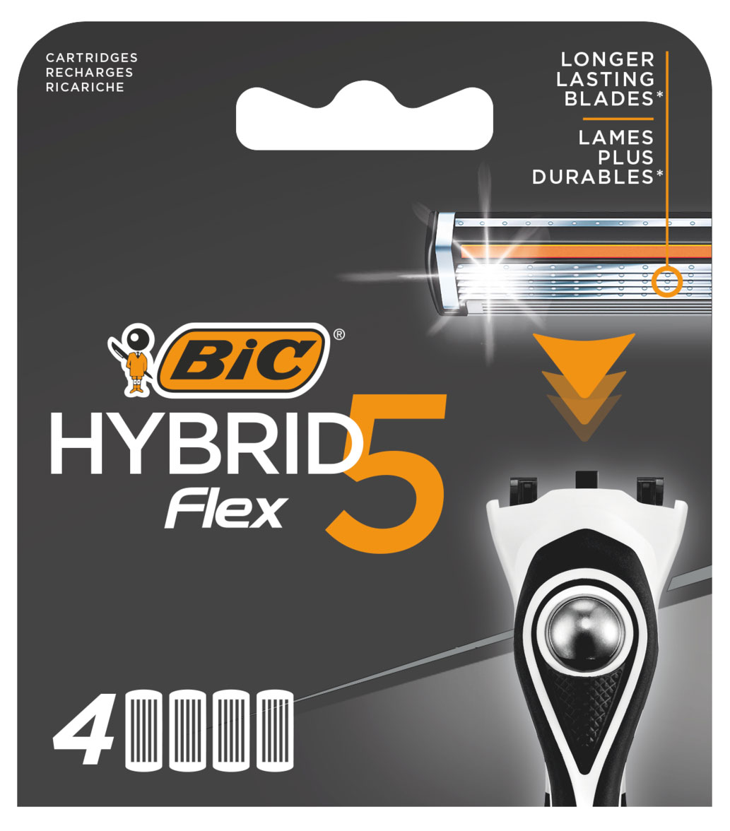 Сменные кассеты для мужской бритвы, BIC Hybrid 5 Flex, 4 шт