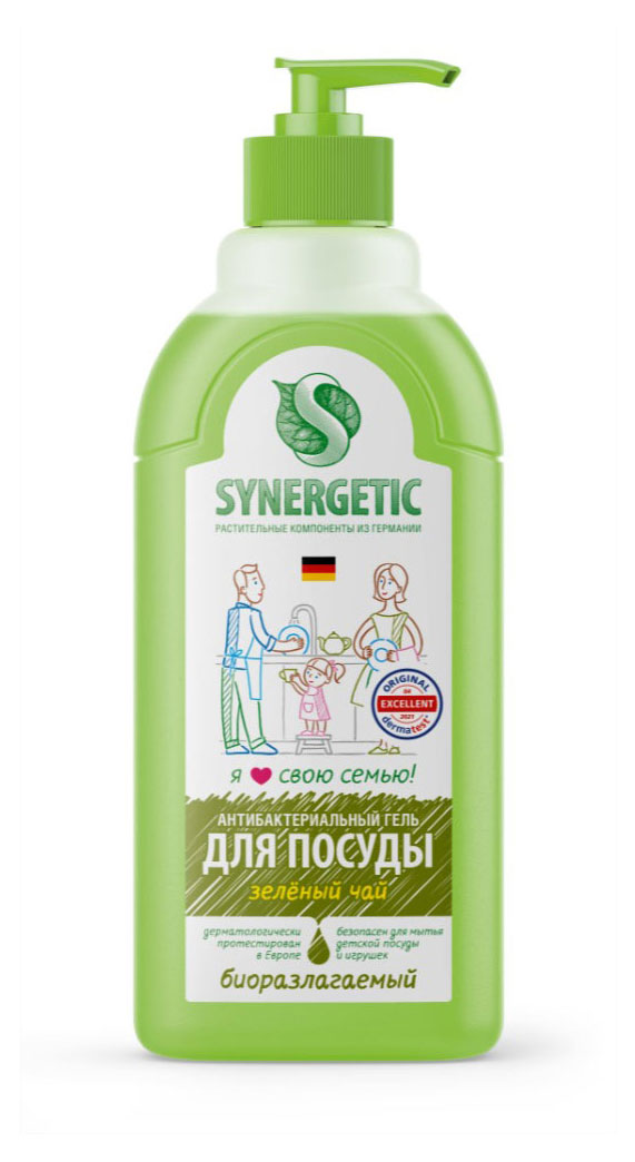 Гель для мытья посуды Synergetic «Зеленый чай», 0.5 л