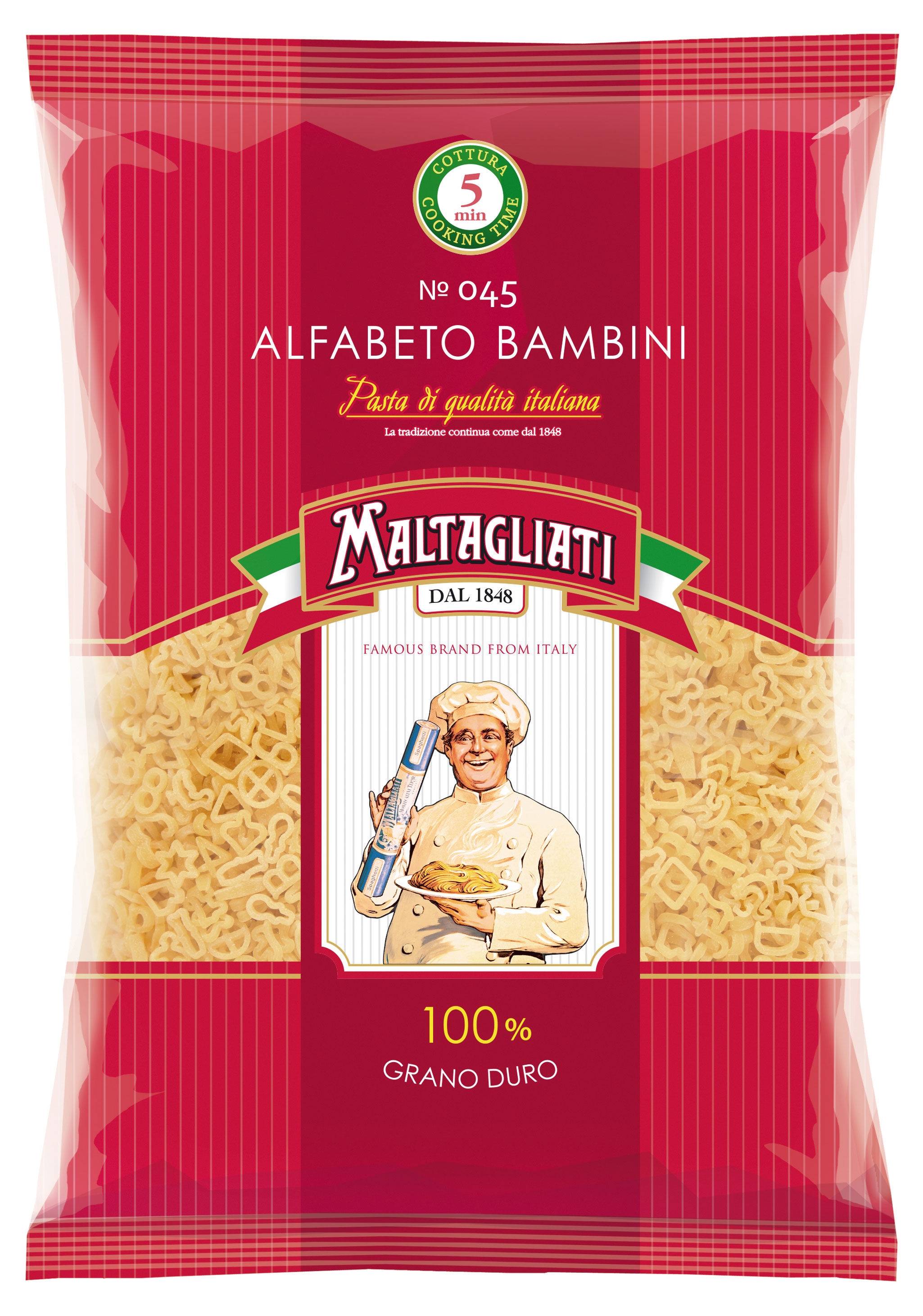 Maltagliati | Макаронные изделия Maltagliati alfabeto bambini №045 алфавит, 450 г