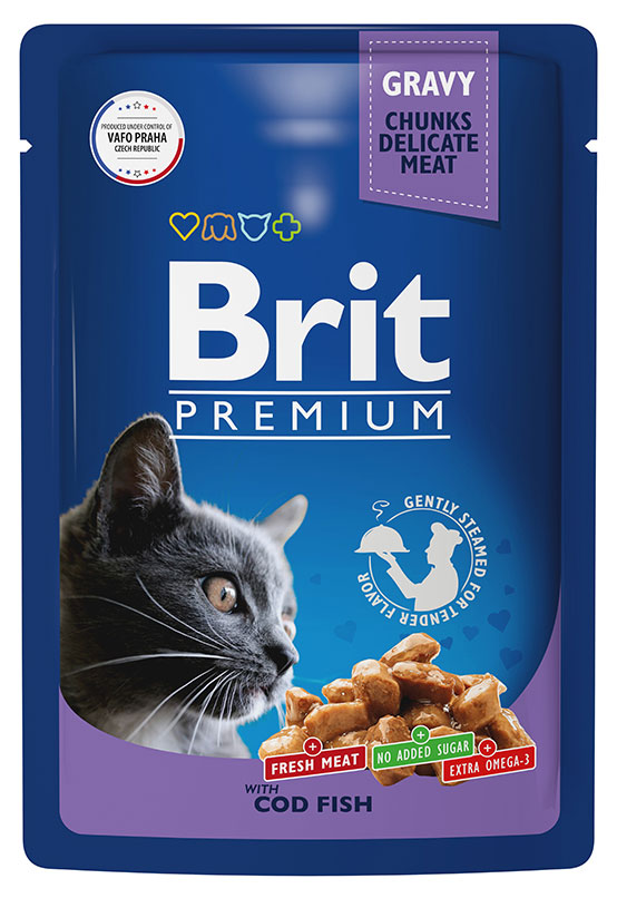 Корм для кошек Brit Premium с треской, 85 г