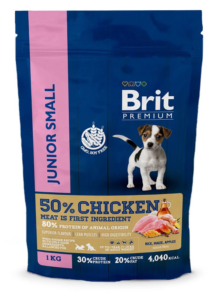 Корм для молодых собак маленьких пород Brit Premium Junior, 1 кг