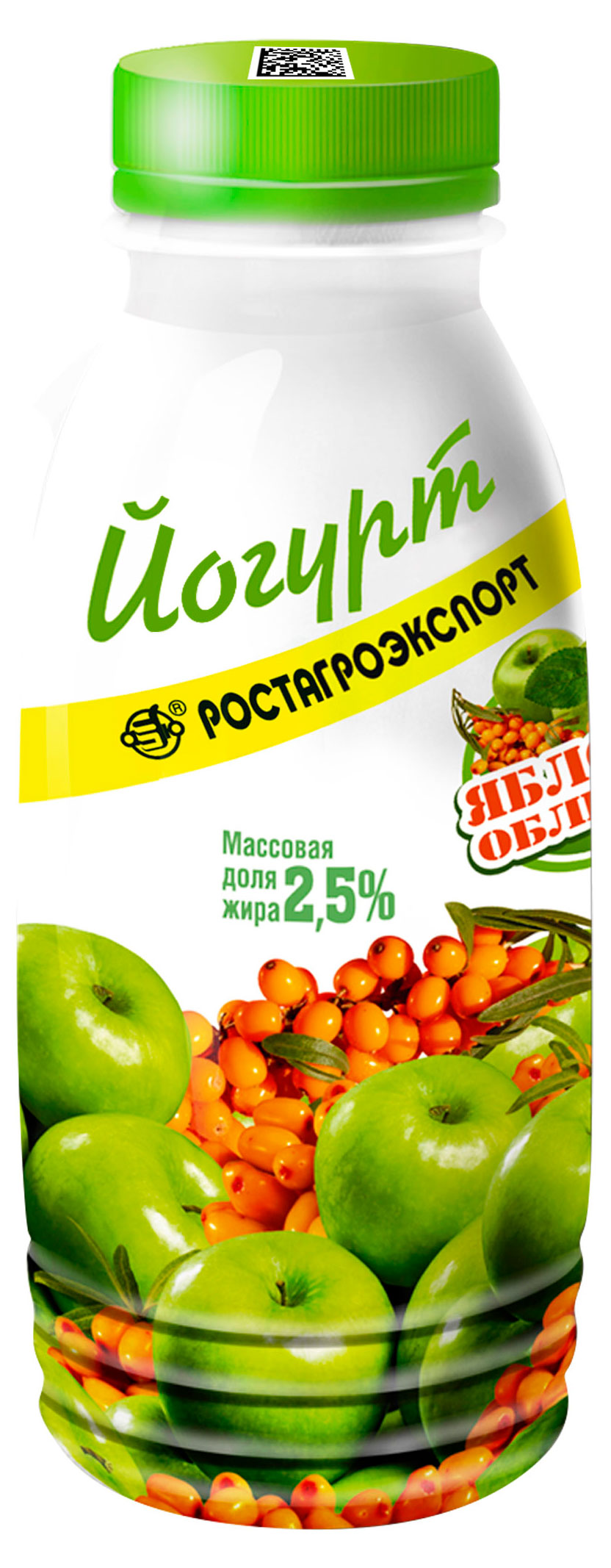 Йогурт питьевой «Ростагроэкспорт» яблоко облепиха 2,5% БЗМЖ, 290 мл