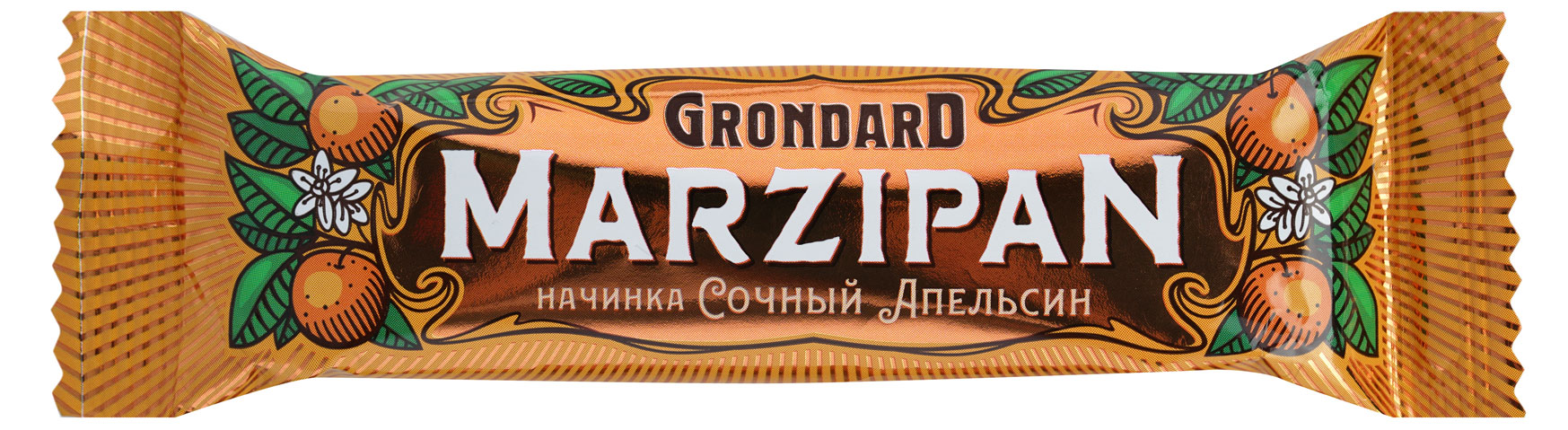 GRONDARD | Батончик марципановый GRONDARD с начинкой сочный апельсин, 50 г