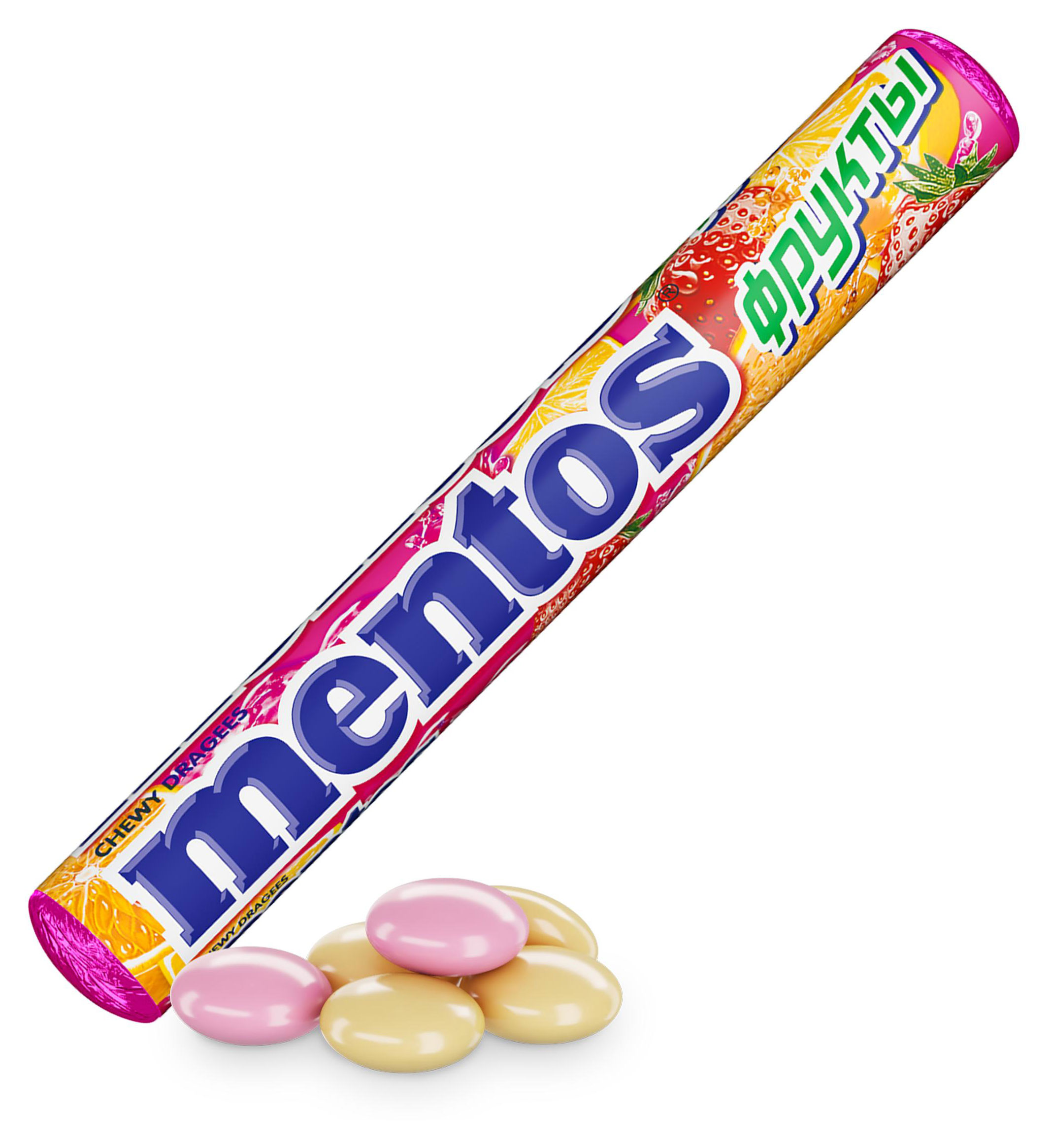 Драже жевательные Mentos Фрукты, 37,5 г